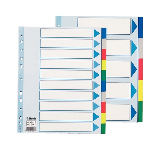 [D45651] Separatore neutro in PPL 10 tasti colorati f.to A4 MAXI 24,5x29,7cm ESSELTE