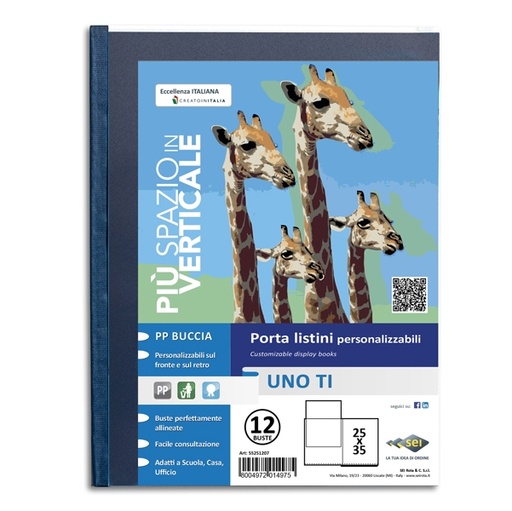 [D45731] Portalistini personalizzabile UnoTI 25x35cm 12 buste Sei Rota