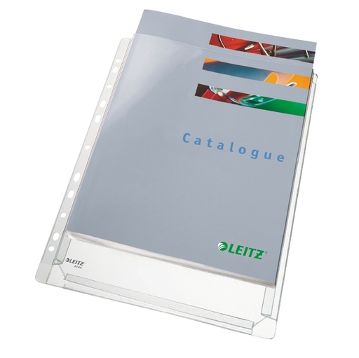 [D45792] 10 BUSTE FORATE C/SOFFIETTO 22X30 IN PVC LEITZ