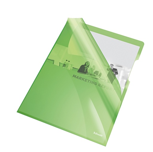 [D45800] 25 CARTELLINE A L 21X29,7 PVC LISCIA CRISTALLO VERDE ESSELTE