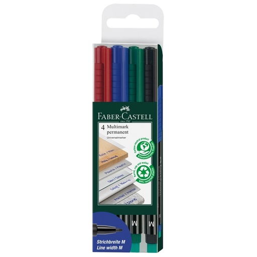 [D45938] BUSTA 4 COLORI PENNARELLO MULTIMARK 1,0mm MEDIO FABER-CASTELL