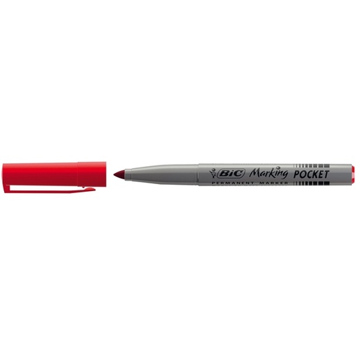[D46038] SCATOLA 12 MARCATORI POCKET 1445 ROSSO P.TONDA PERMANENTE BIC