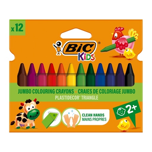 [D46456] ASTUCCIO 12 PASTELLI KIDS PLASTIDECOR TRIANGLE BIC