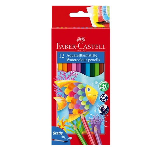 [D46468] ASTUCCIO 12 PASTELLI COLORATI ACQUERELLABILI RED RANGE FABER CASTELL