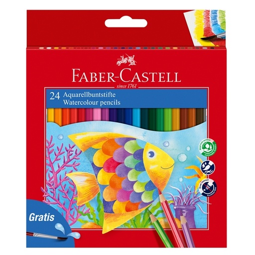[D46469] ASTUCCIO 24 PASTELLI COLORATI ACQUERELL ABILI RED RANGE FABER CASTELL