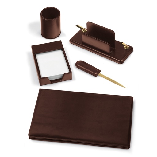 [D46699] SERVIZIO SCRITTOIO ART.119 MARRONE IN SIMILPELLE (5 COMPONENTI)