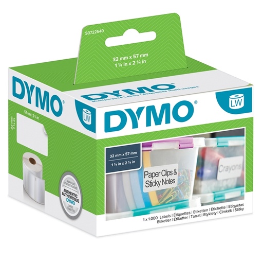 [D46892] ROTOLO 1000 ETICHETTE MULTIUSO RIMOV. 57X32MM X DYMO LW 113540