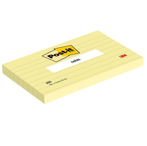 [D46902] BLOCCO 100fg Post-it(R) Giallo Canary™ 76x127mm GIALLO A RIGHE 635