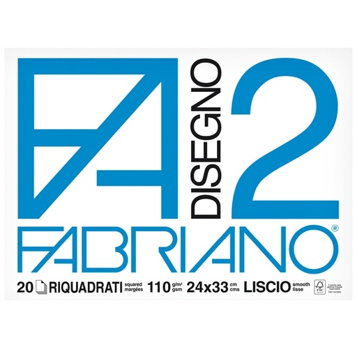 [D47078] BLOCCO FABRIANO2 (24X33CM) 20FG 110GR LISCIO SQUADRATO 4 ANGOLI