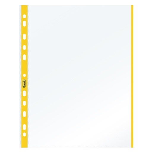 [D47358] 10 BUSTE FORATE 21x29.7cm C/BANDA COLORE GIALLO 01/0165