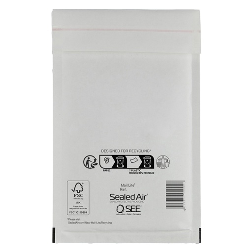 [D47511] 10 Buste imbottite BIANCHE E 22X26cm UTILE MAIL LITE(R) SEALED AIR(R)
