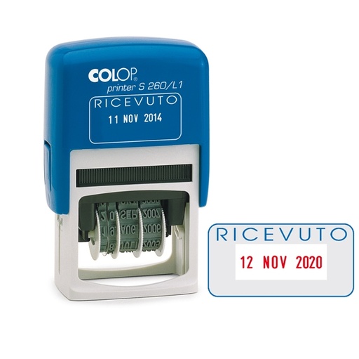 [D48011] Timbro S260/L1 DATARIO + RICEVUTO 4mm autoinchiostrante COLOP