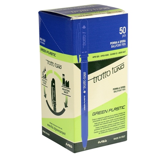 [D93504] Scatola 50 penna blu Tratto 1 Green punta media 1.0mm