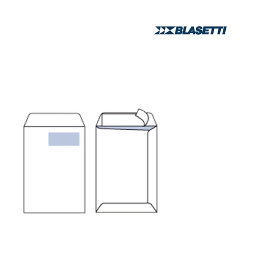 [D48615] 500 BUSTE A SACCO BIANCO 230X330MM 100GR C/FINESTRA E STRIP SELF