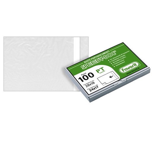 [D48839] 100 BUSTE ADESIVE SPEEDY DOC PT 225X160MM APERTURA LATO CORTO