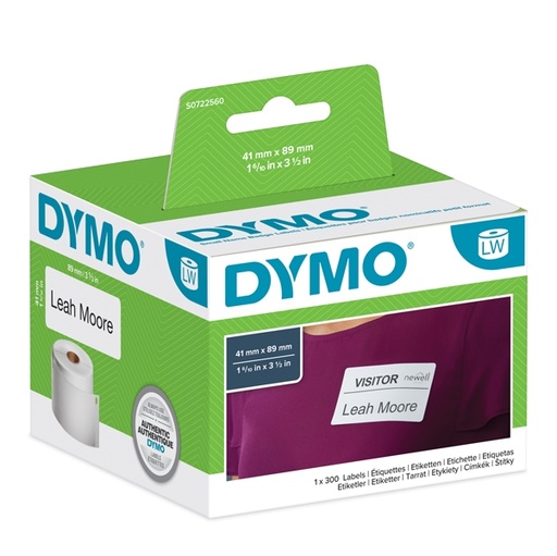 [D49075] ROTOLO 300 ETICHETTE BADGE RIMOV. 41X89MM X DYMO LW 113560