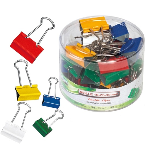 [D49753] BARATTOLO 60 DOUBLE CLIPS ASSORTITE ART.566