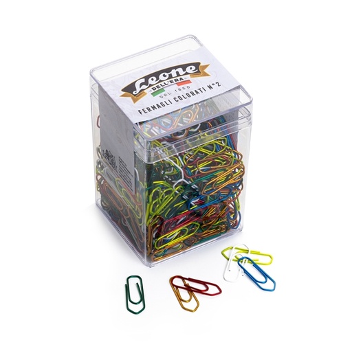 [D49766] BARATTOLO 500 FERMAGLI COLORI METAL N.2 MM26 LEONE COLOR