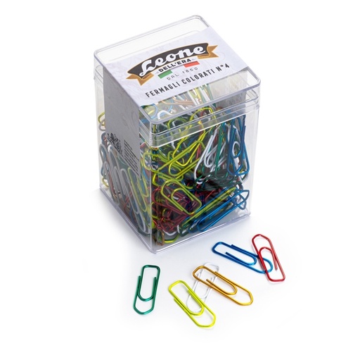 [D49767] BARATTOLO 250 FERMAGLI COLORI METAL N.4 MM32 LEONE COLOR