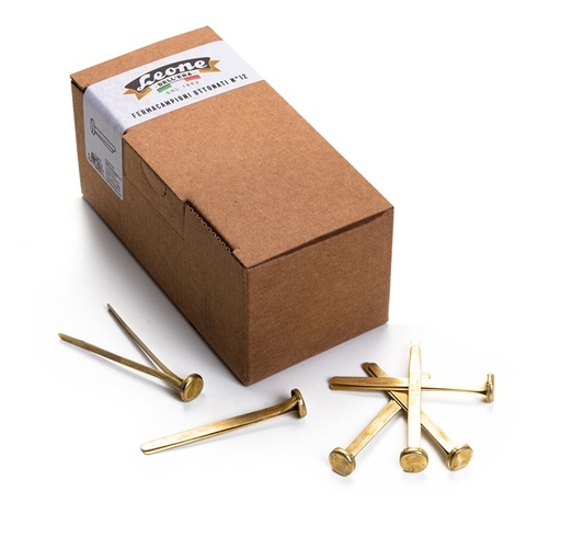 [D49775] SCATOLA 100 FERMACAMPIONI GIGANTI N.12 70MM OTTONATI