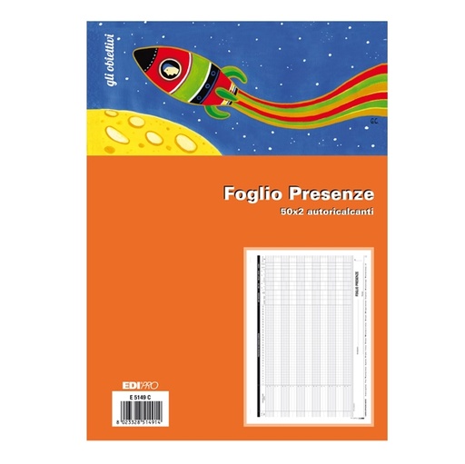 [D50253] BLOCCO PRESENZE MENSILI 50/50 FOGLI AUTORIC. 21X30 E5149C