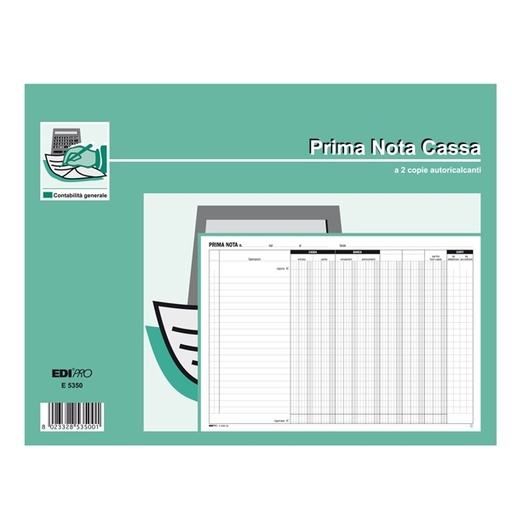 [D50273] BLOCCO PRIMA NOTA CASSA-BANCA 50/50 FOGLI AUTORIC. 22X30 E5350