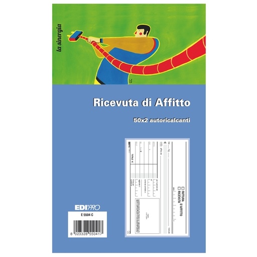 [D50277] BLOCCO RICEVUTE D'AFFITTO 50/50 FOGLI AUTORIC. 9,9X17 E5504C