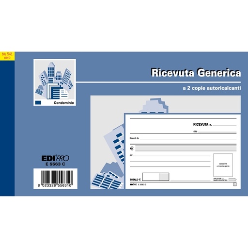[D50278] BLOCCO RICEVUTE GENERICHE 50FOGLI 2 COPIE AUTORIC. 9,9X17 E5563C
