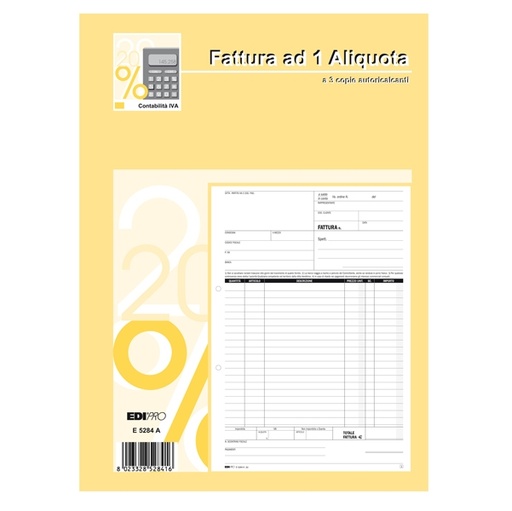 [D50293] BLOCCO FATTURE 1 ALIQUOTA IVA 33/33/33 FOGLI AUTORIC. 29,7X21 E5284A