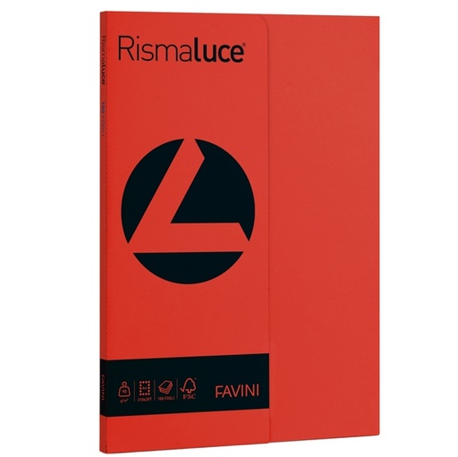 [D50566] Carta RISMALUCE SMALL A4 90gr 100fg scarlatto 61 FAVINI