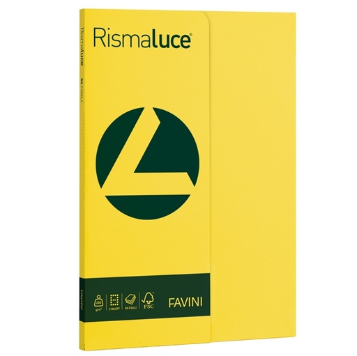 [D50574] Carta RISMALUCE SMALL A4 200gr 50fg giallo sole 53 FAVINI