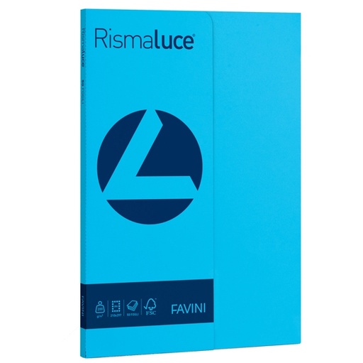 [D50579] Carta RISMALUCE SMALL A4 200gr 50fg azzurro 55 FAVINI