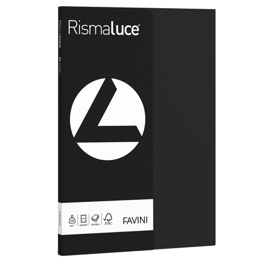 [D50583] Carta RISMALUCE SMALL A4 200gr 50fg nero 63 FAVINI