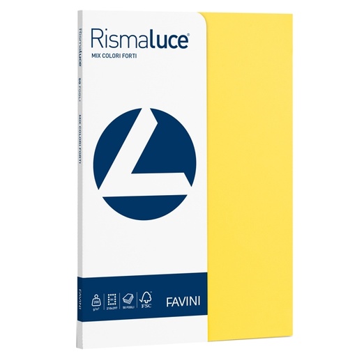 [D50584] Carta RISMALUCE SMALL A4 200gr 50fg mix 5 colori FAVINI