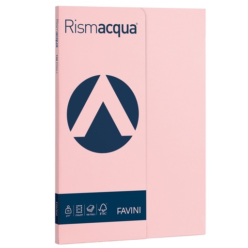 [D50587] Carta RISMACQUA SMALL A4 90gr 100fg rosa 10 FAVINI