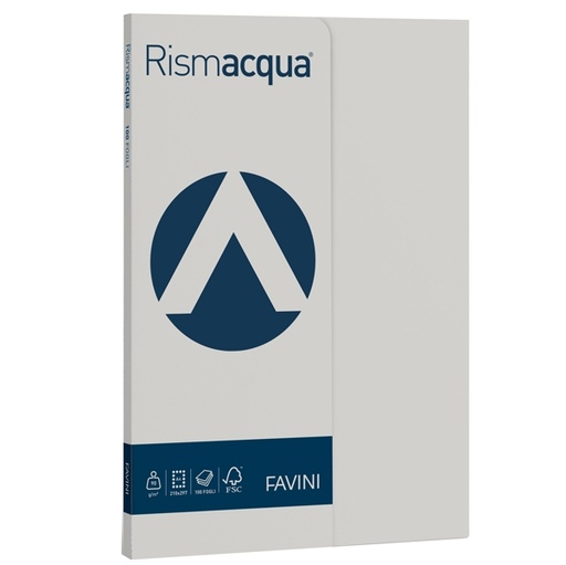 [D50591] Carta RISMACQUA SMALL A4 90gr 100fg ghiaccio 12 FAVINI