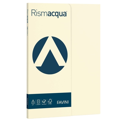 [D50593] Carta RISMACQUA SMALL A4 90gr 100fg avorio 110 FAVINI