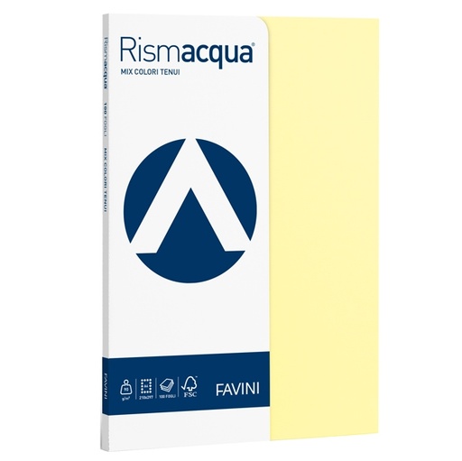 [D50594] Carta RISMACQUA SMALL A4 90gr 100fg mix 5 colori FAVINI