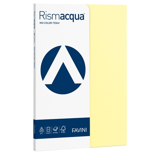 [D50604] Carta RISMACQUA SMALL A4 200gr 50fg mix 5 colori FAVINI