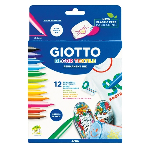 [D50870] ASTUCCIO 12 PENNARELLI PER TESSUTO GIOTTO DECOR TEXTILE