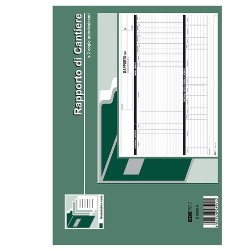 [D51174] BLOCCO RAPPORTO DI CANTIERE 50/50 FOGLI AUTORIC. 21X30 E5859A