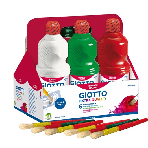 [D51282] SCHOOLPACK 6 FLACONI TEMPERA PRONTA 1000ML ASSORTITA GIOTTO