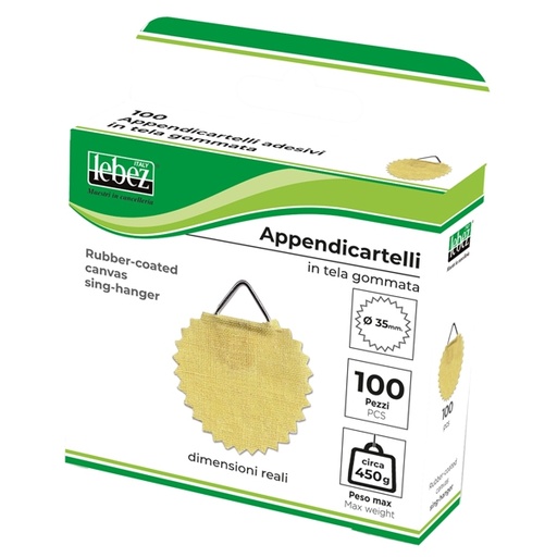 [D51382] SCATOLA 100 APPENDICARTELLI ADESIV. TELA GOMMATA ART.A373