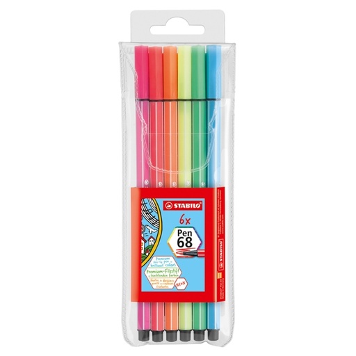 [D51479] ASTUCCIO 6 EVIDENZIATORI STABILO PEN 68 NEON ASSORT.