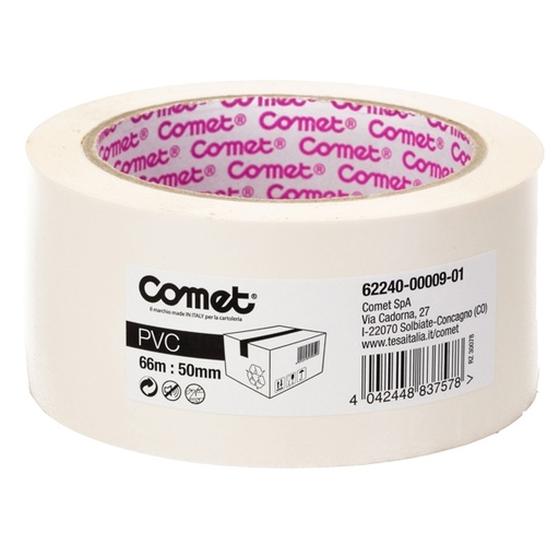 [D51837] NASTRO ADESIVO 66MTX50MM BIANCO PVC 62-240 COMET