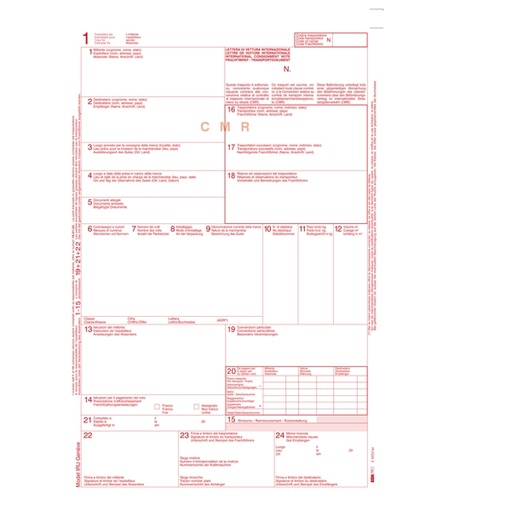[D51875] 50 FOGLI SNAP 5 COPIE C.M.R. LETTERA VETTURA INTERNAZ. E0052TER EDIPRO