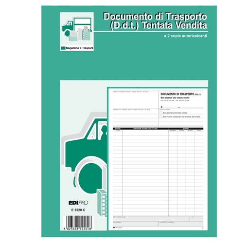 [D51876] BLOCCO DDT CARICO TENTATA VENDITA A4 50 FG AUTORIC. E5220C EDIPRO