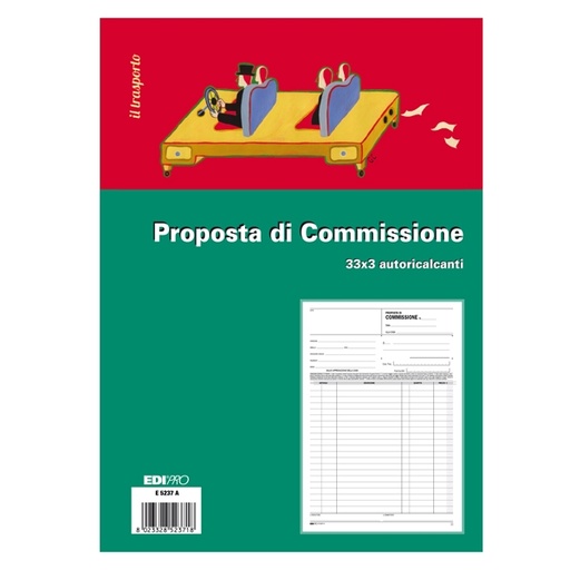 [D51911] BLOCCO COPIA COMMISSIONI 29,7X21cm 33fg 3 copie autoric. E5237A EDIPRO
