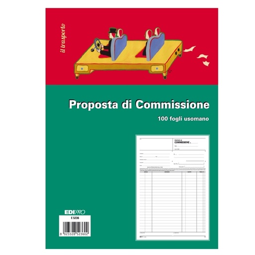 [D51912] BLOCCO COPIA COMMISSIONI 29,7X21 100FOGLI USO MANO E5236 EDIPRO