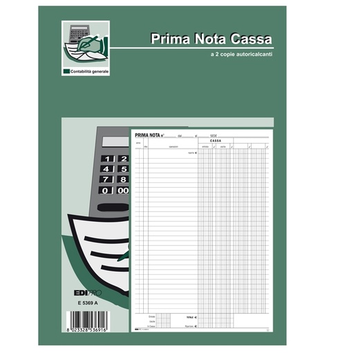 [D51925] BLOCCO PRIMA NOTA CASSA 50/50 FOGLI AUTORIC. 31X21 E5369A